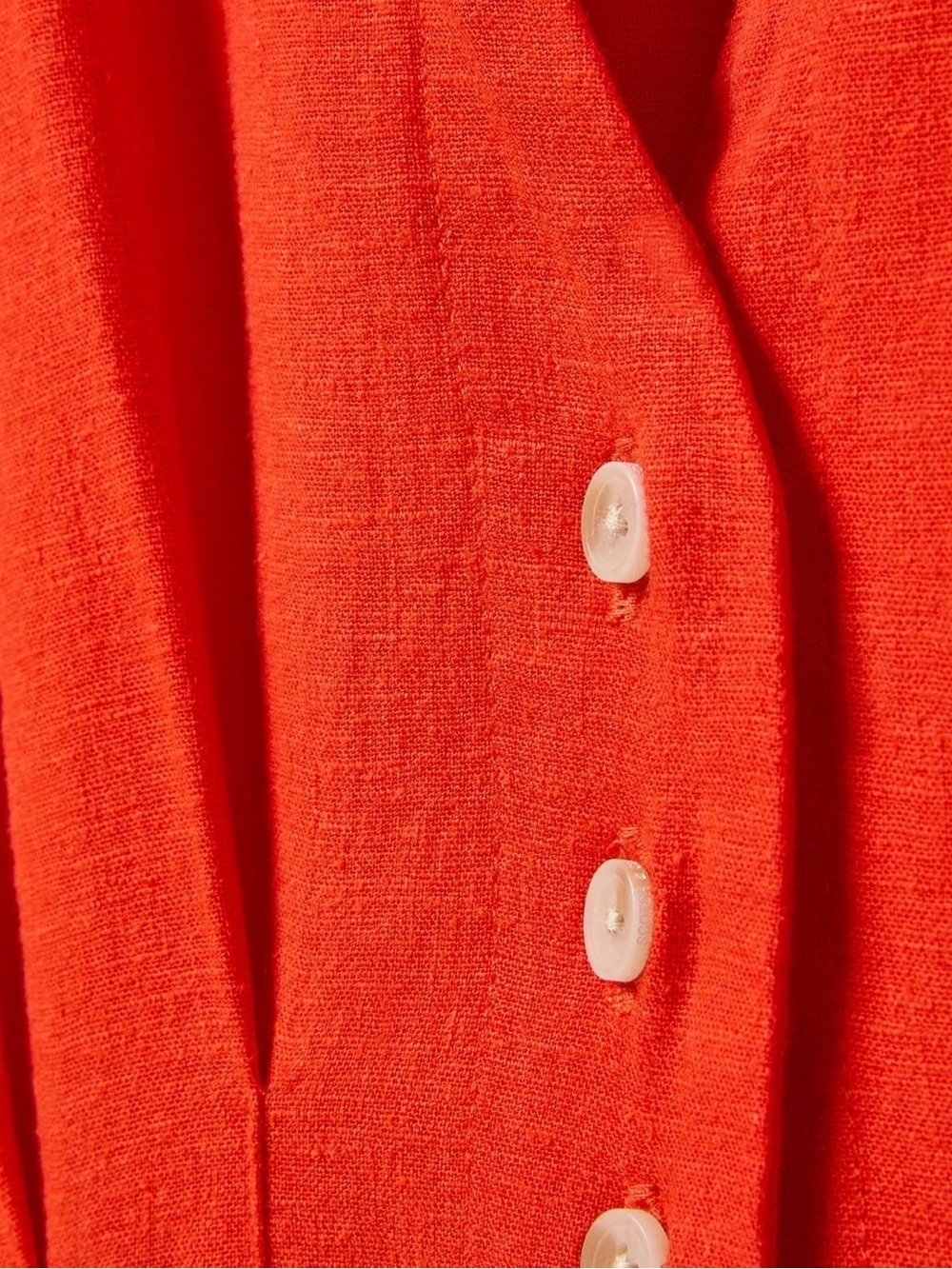 Scotch & Soda Pleated Dolman Sleeve Linen Blend Orange Midi Dress Small - Picture 3 of 14